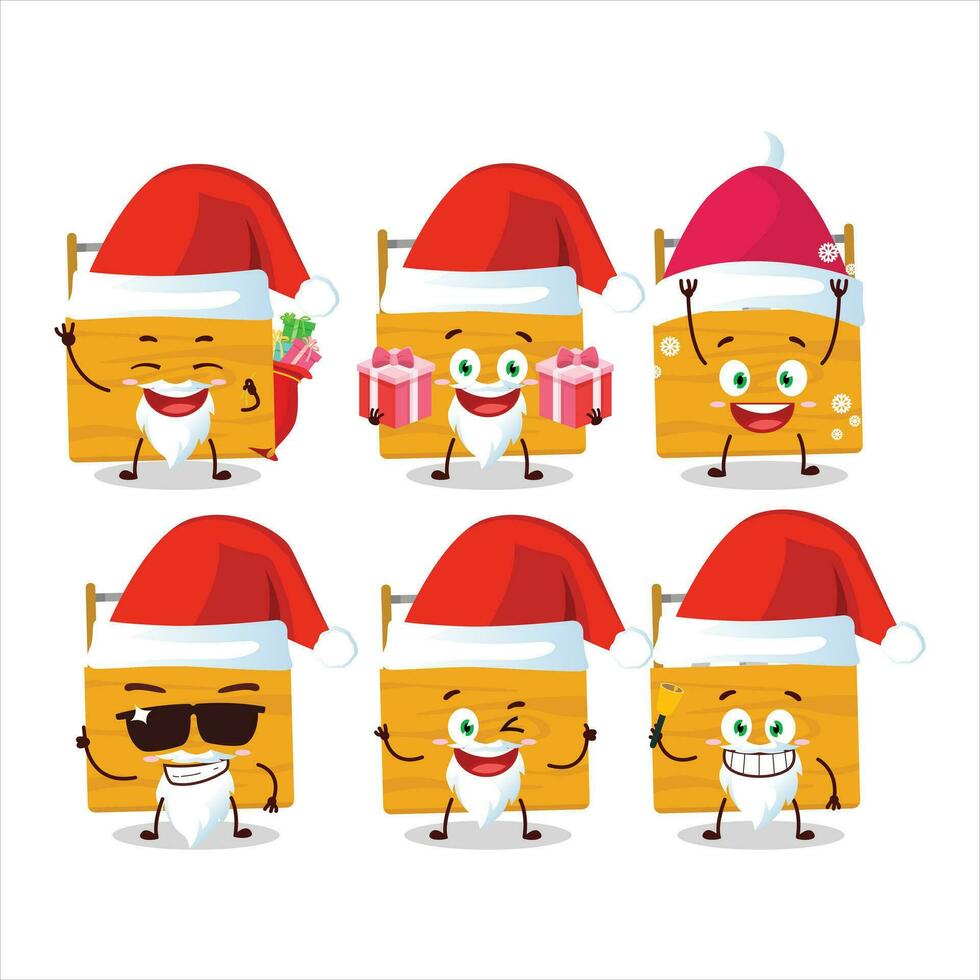 de kerstman claus emoticons met houten gereedschapskist tekenfilm karakter vector