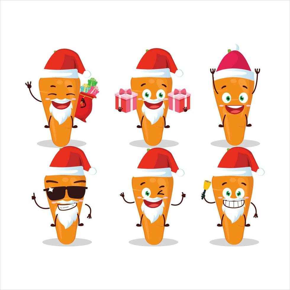 de kerstman claus emoticons met wortel tekenfilm karakter vector