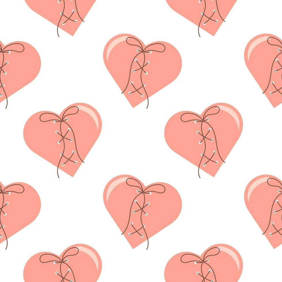 naadloos patroon, rood gebroken en genaaid harten. achtergrond voor Valentijnsdag dag, afdrukken, vector