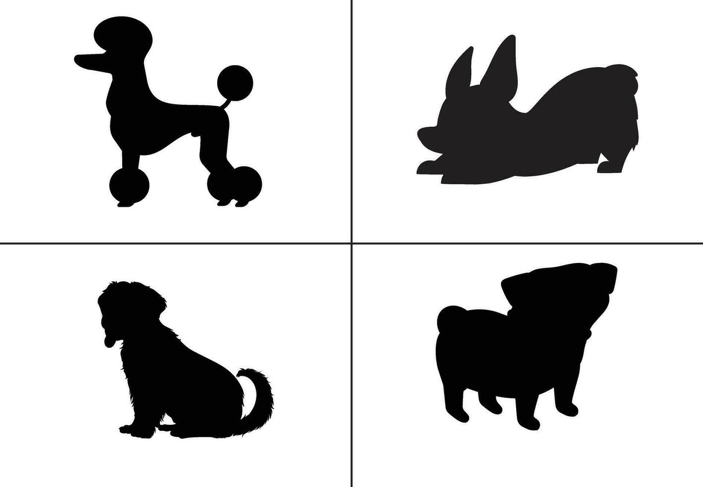 vlak ontwerp hond silhouet reeks vector