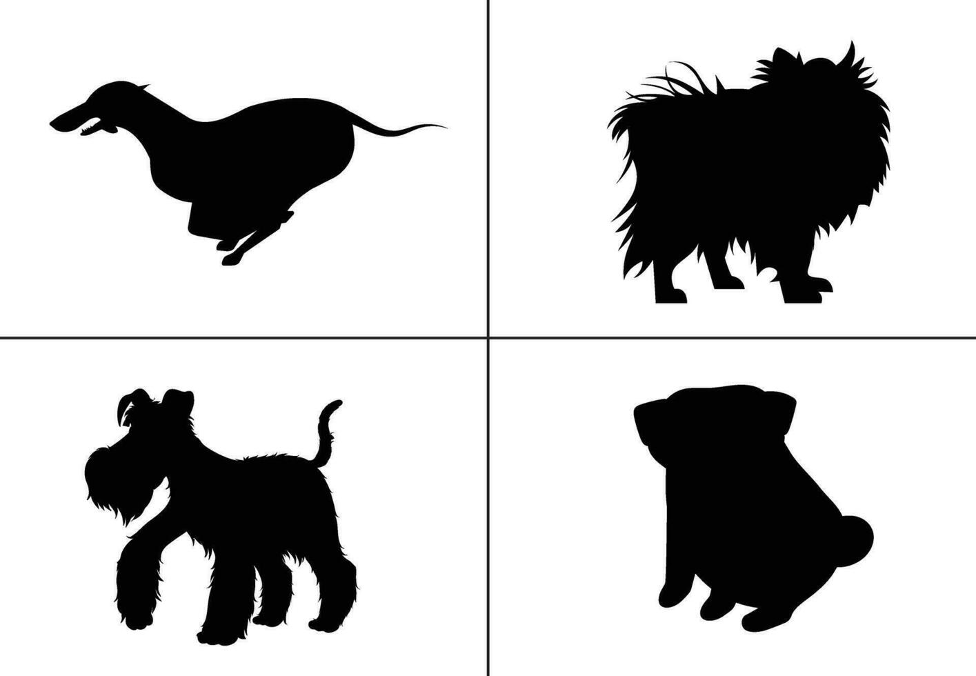 vlak ontwerp hond silhouet reeks vector