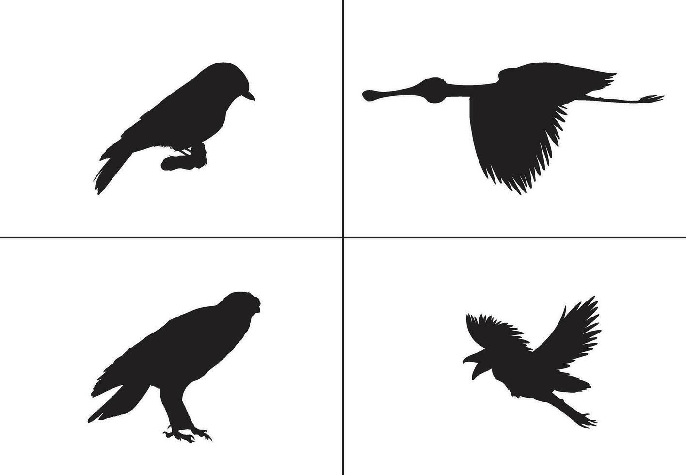 vlak ontwerp vogel silhouet reeks ,vogel, zwart icoon, vogel kunst ,vogel tatoeage, vector