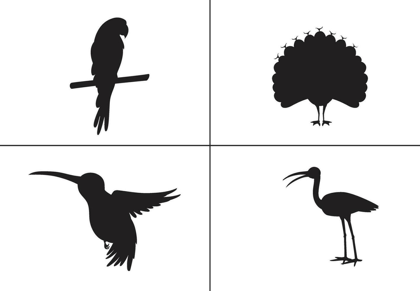 vlak ontwerp vogel silhouet reeks ,vogel, zwart icoon, vogel kunst ,vogel tatoeage, vector