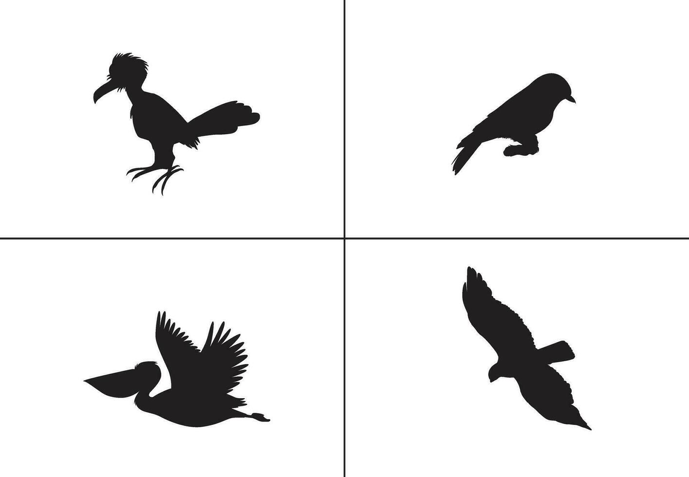 vlak ontwerp vogel silhouet reeks ,vogel, zwart icoon, vogel kunst ,vogel tatoeage, vector