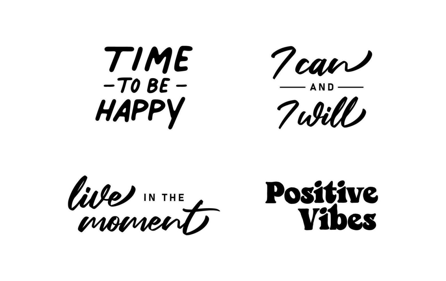 motiverende citaten. reeks van hand- geschreven inspirerend berichten. kalligrafische belettering positief zinnen. vector