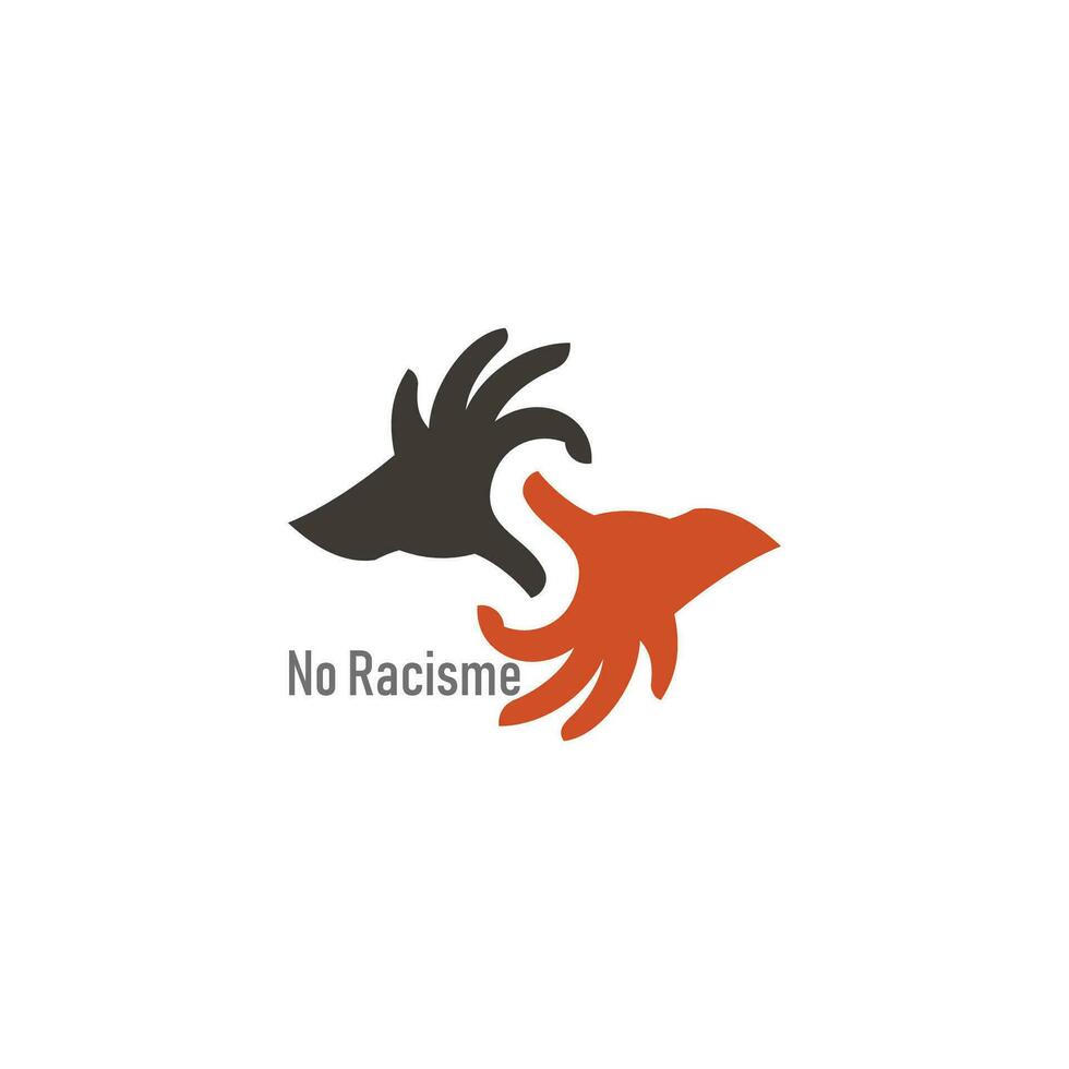kleurrijk hand- gekoppeld Nee naar racisme symbool vector
