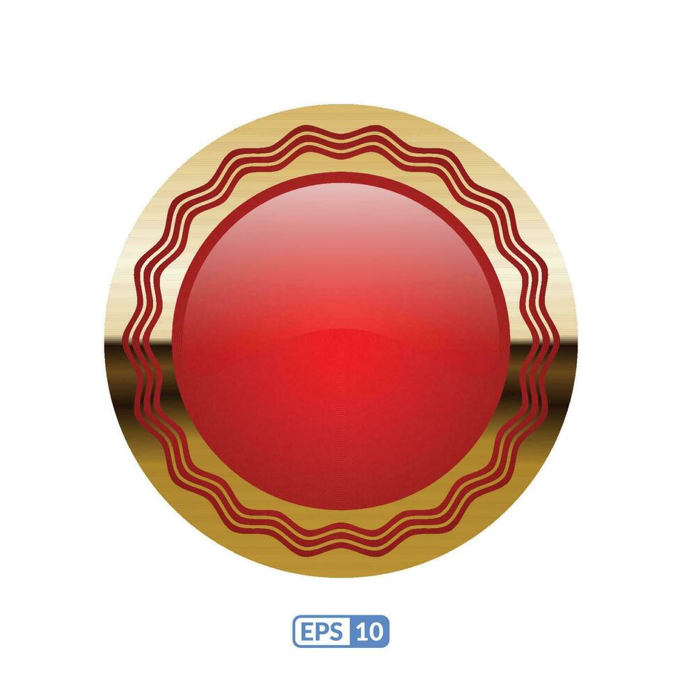 3d goud kader luxe rood cirkel kenteken. vector