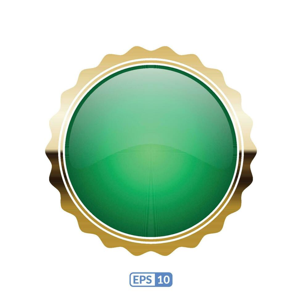 zonnestraal goud kader jade groen cirkel knop. vector