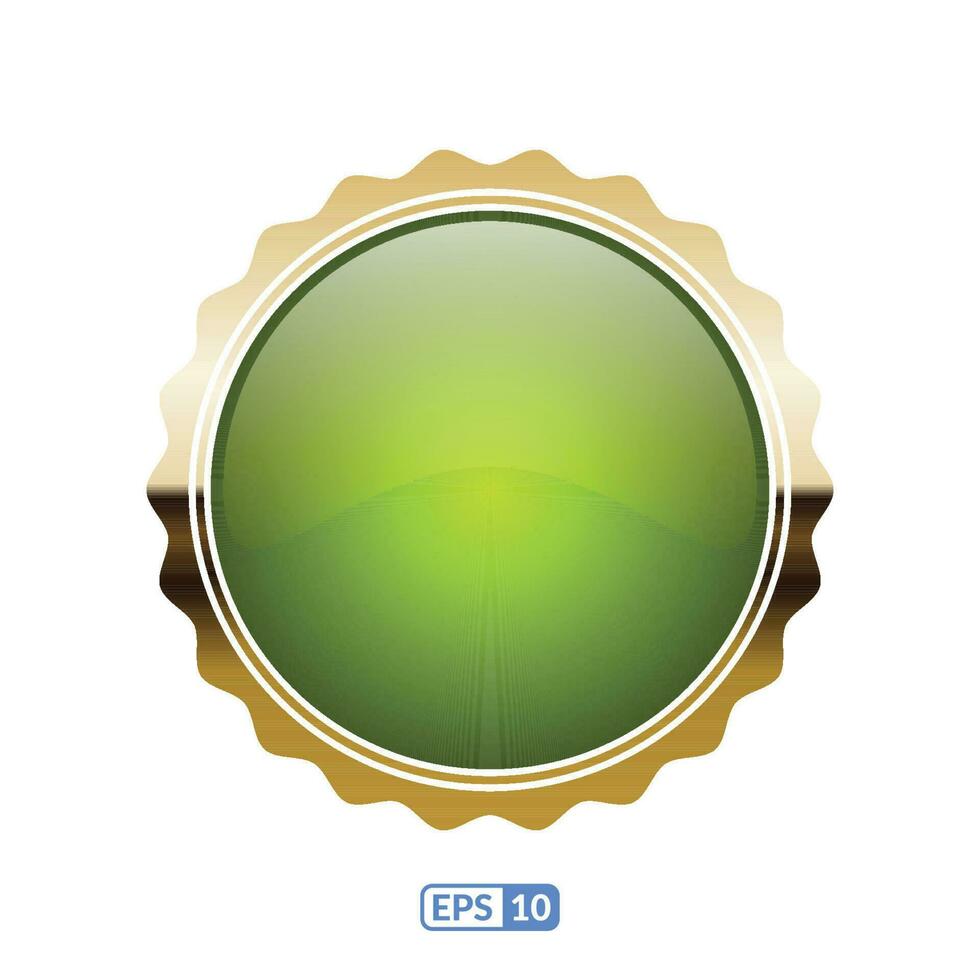 zonnestraal goud kader limoen groen cirkel knop. vector