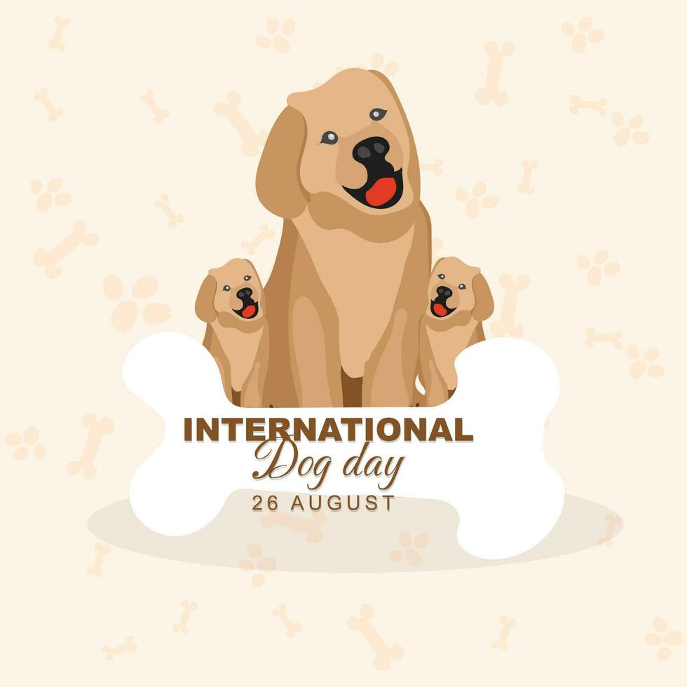 Internationale hond dag, gevierd Aan augustus 26. schattig hond hand- getrokken vlak illustratie. vector illustratie ontwerp.