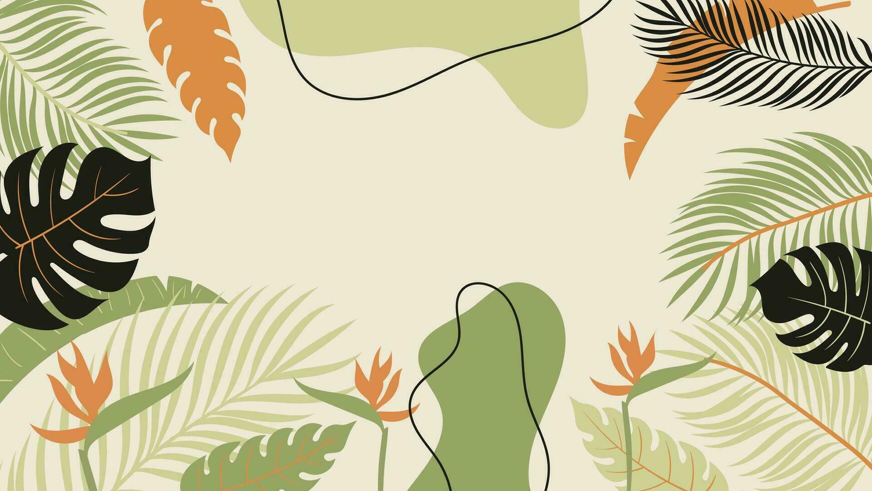 Woud tropisch achtergrond vector illustratie. oerwoud planten, monster, palm bladeren, banaan blad, exotisch zomertijd stijl. botanisch backdrop ontwerp voor decoratie, behang, Product presentatie.