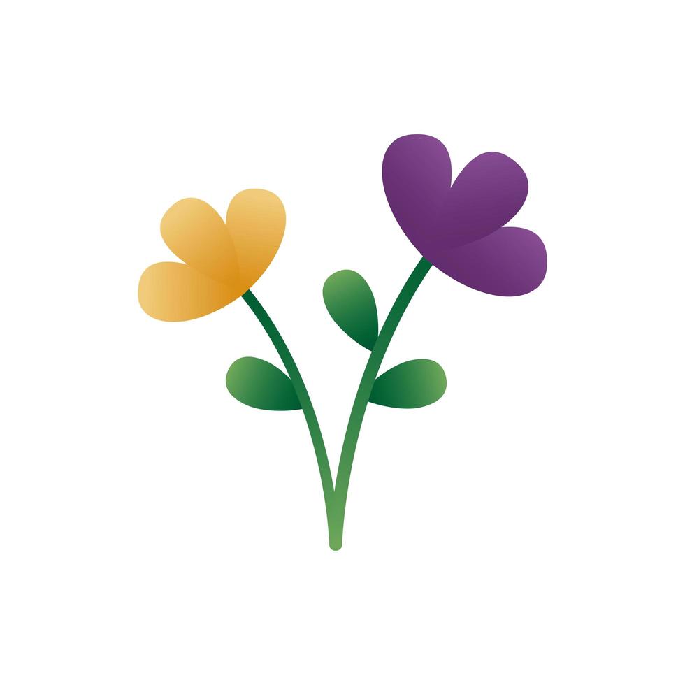 schattige bloemen met bladeren lente icoon vector