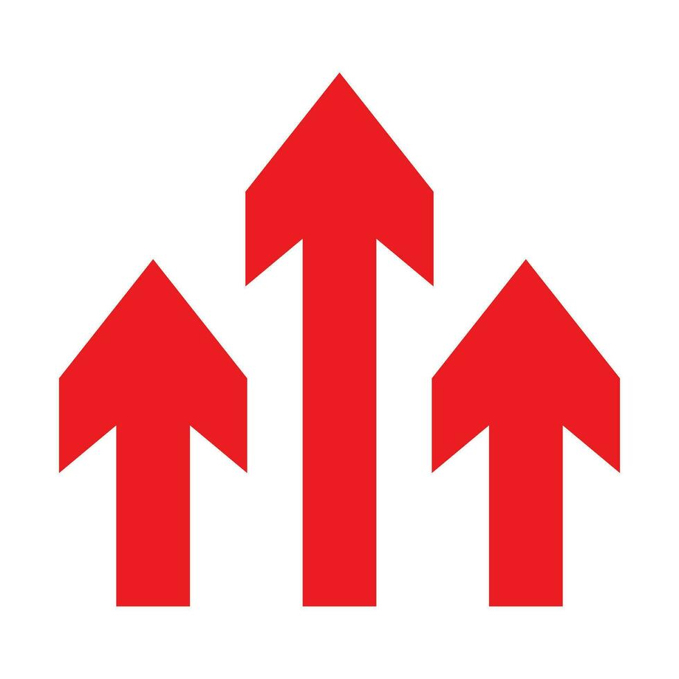 drie rood pijlen omhoog icoon. uploaden symbool. upgrade teken. groei symbool. creatief project begin, bedrijf voorschot, doorbraak teken. snel groei symbool. snelheid, toenemen omhoog, toenemen geïsoleerd Aan wit. vector