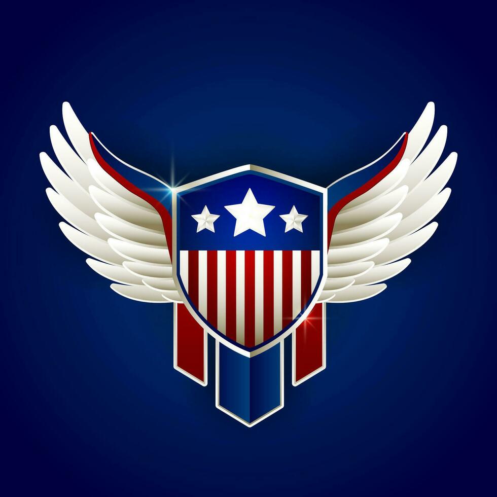 Amerikaans schild met Vleugels logo insigne sjabloon vector