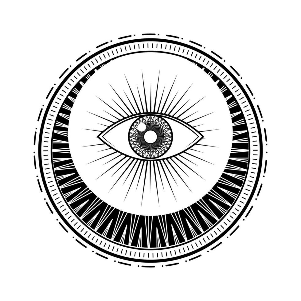 mysterieus magisch monochroom oog maan vector ontwerp