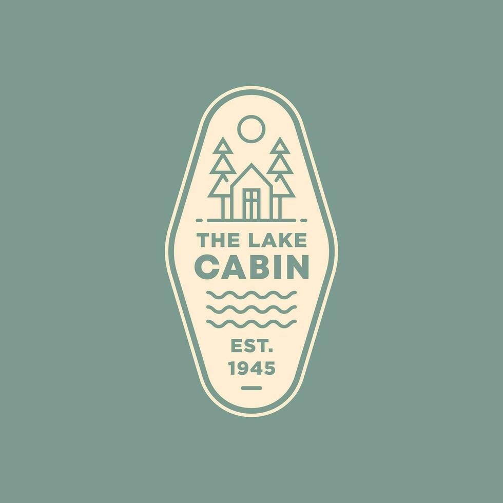 minimalistische de meer cabine of huisje huur huis insigne icoon logo sjabloon vector illustratie ontwerp. gemakkelijk modern meer cabine, Woud cabine, log huisje logo concept