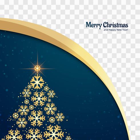 Mooie Merry christmas sneeuwvlok boom kaart achtergrond vector