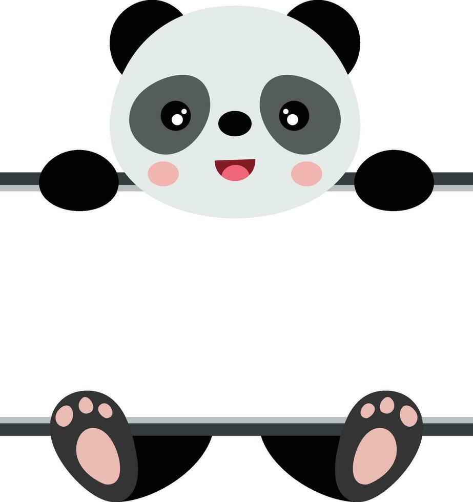 schattig panda met blanco uithangbord vector