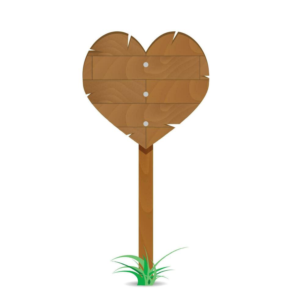 houten hart teken. hart liefde hout, Valentijn hart vorm vector illustratie
