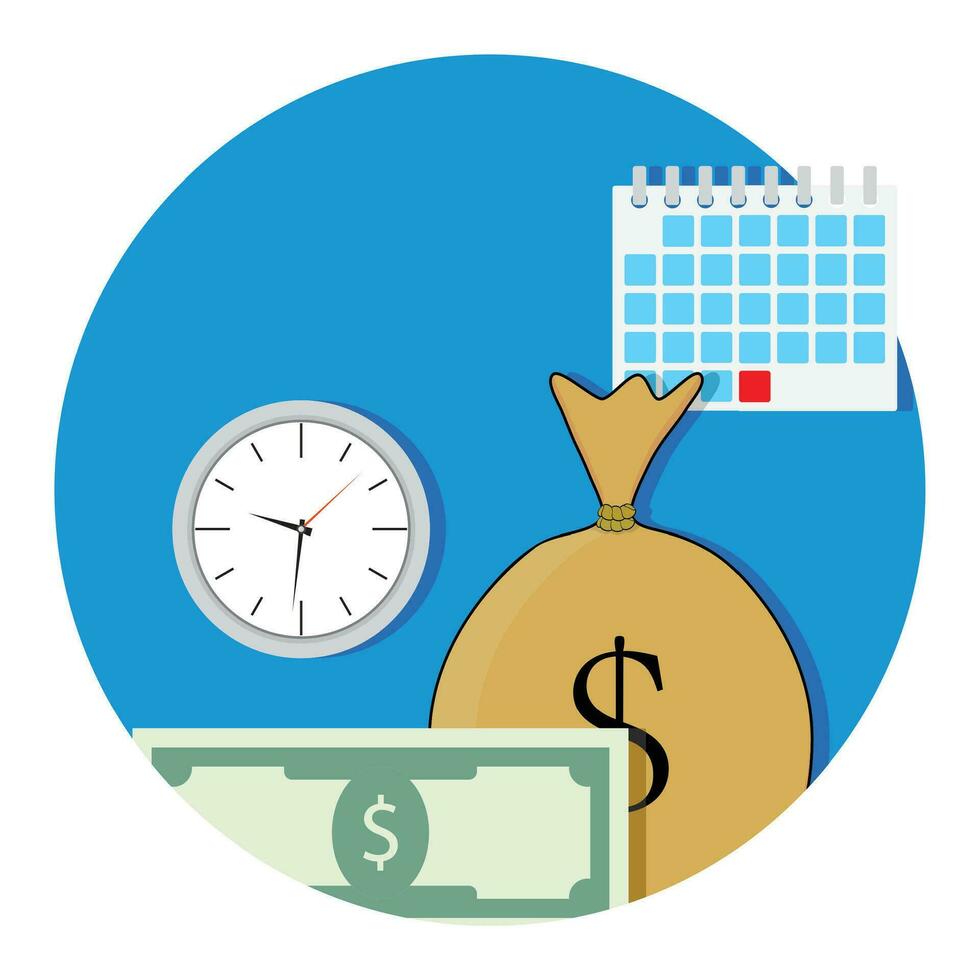 geld en bedrijf tijd icoon vlak. salaris concept fonds, vector illustratie