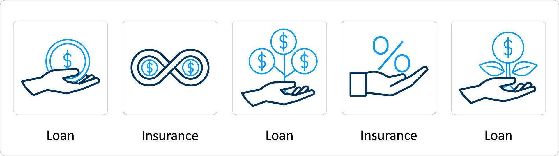 een reeks van 5 extra pictogrammen net zo lening, verzekering vector