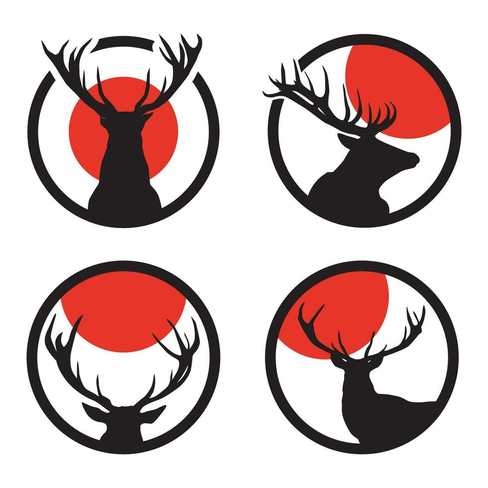 hert silhouet logo in cirkel. monochroom hert logo vector