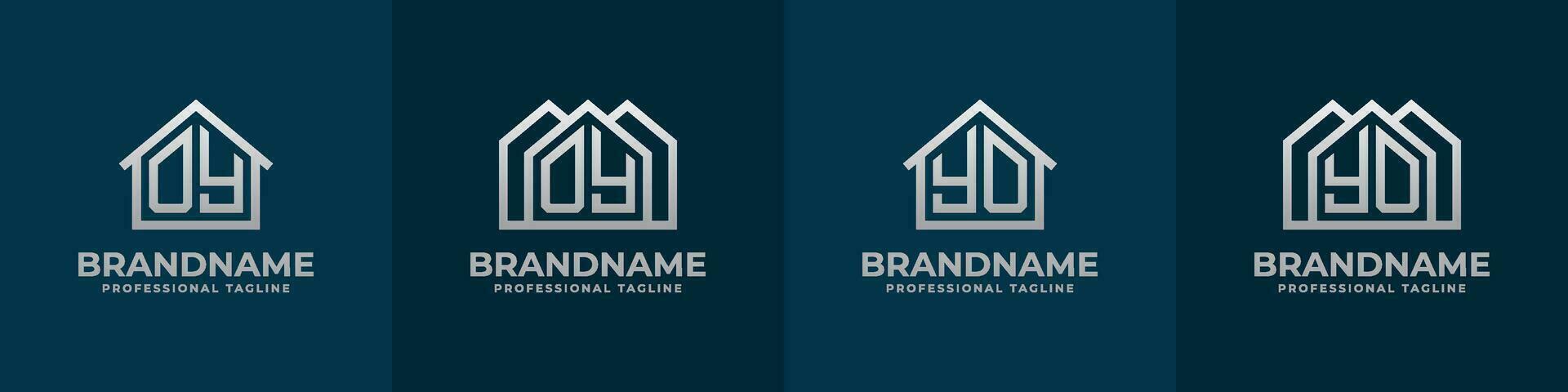 brief oy en yo huis logo set. geschikt voor ieder bedrijf verwant naar huis, echt landgoed, bouw, interieur met oy of yo initialen. vector