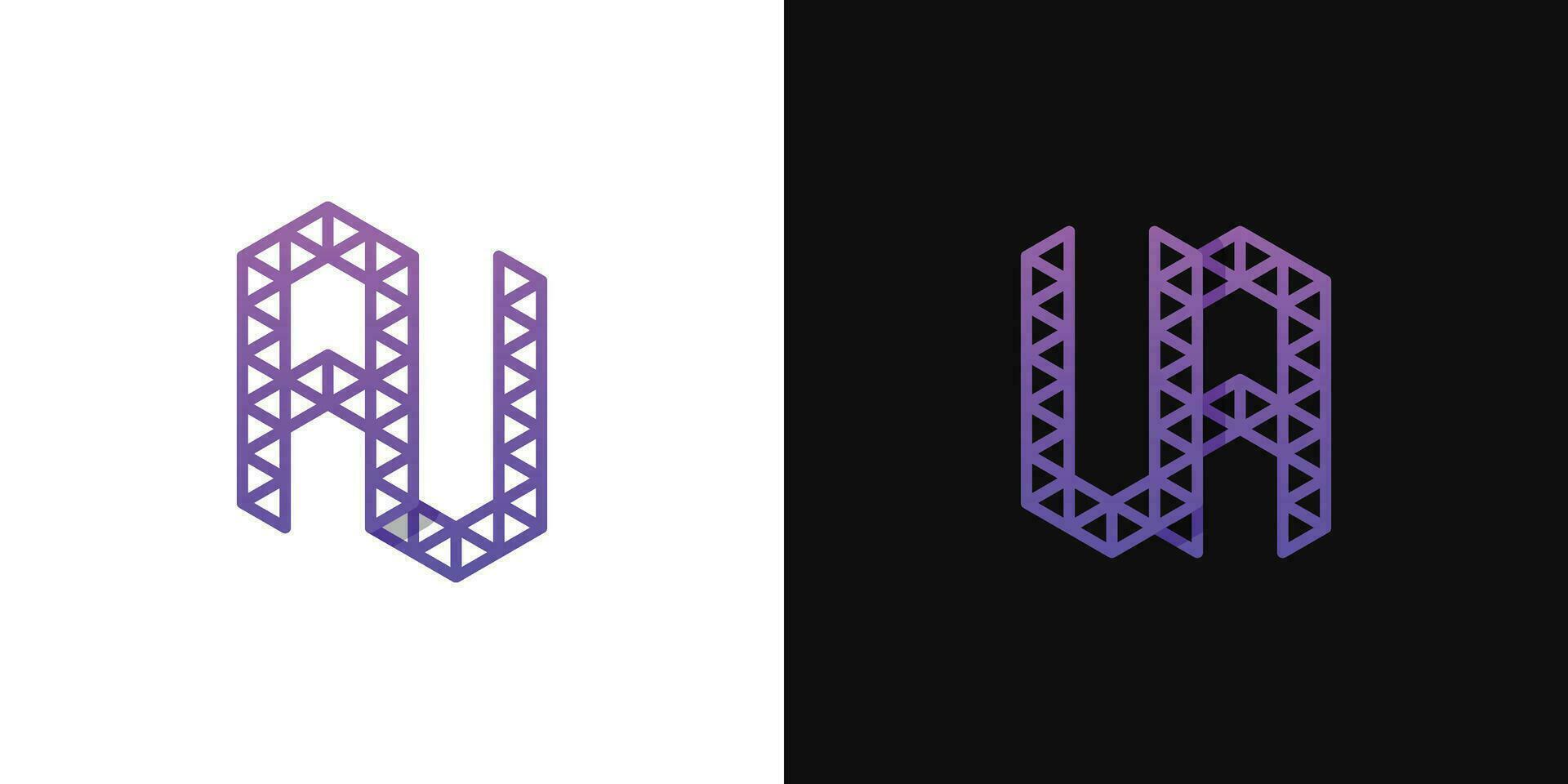 brieven au en ua veelhoek logo set, geschikt voor bedrijf verwant naar veelhoek met au en ua initialen vector