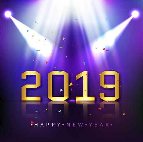Elegant 2019 gelukkig nieuwjaar kleurrijk kaartontwerp vector