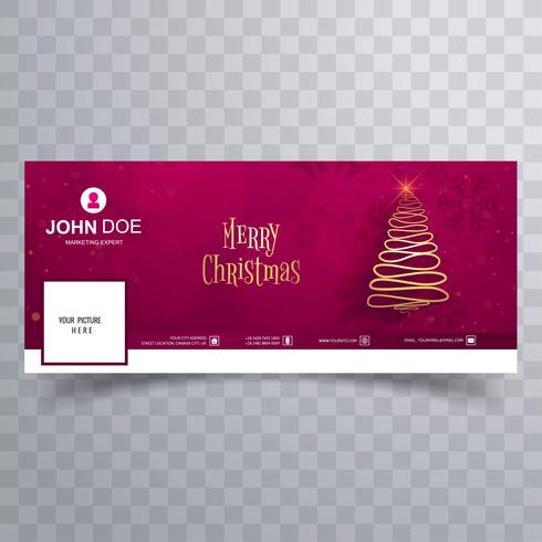 Merry christmas tree met facebook cover banner sjabloon vector