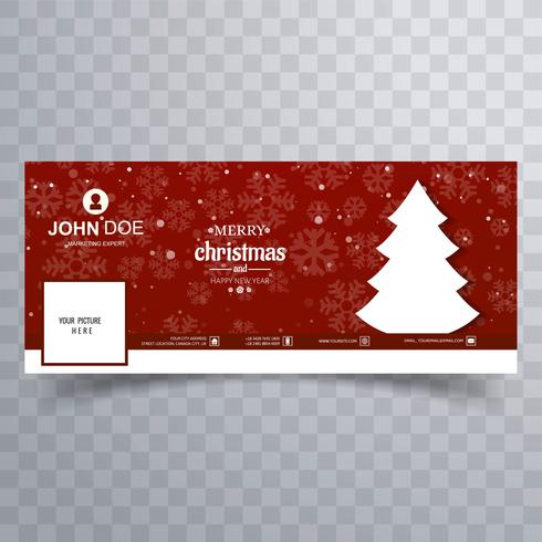 Merry christmas tree met facebook banner kleurrijke sjabloon desi vector