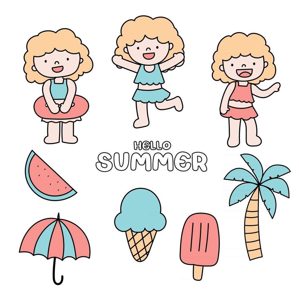 zomer doodle stijl vector