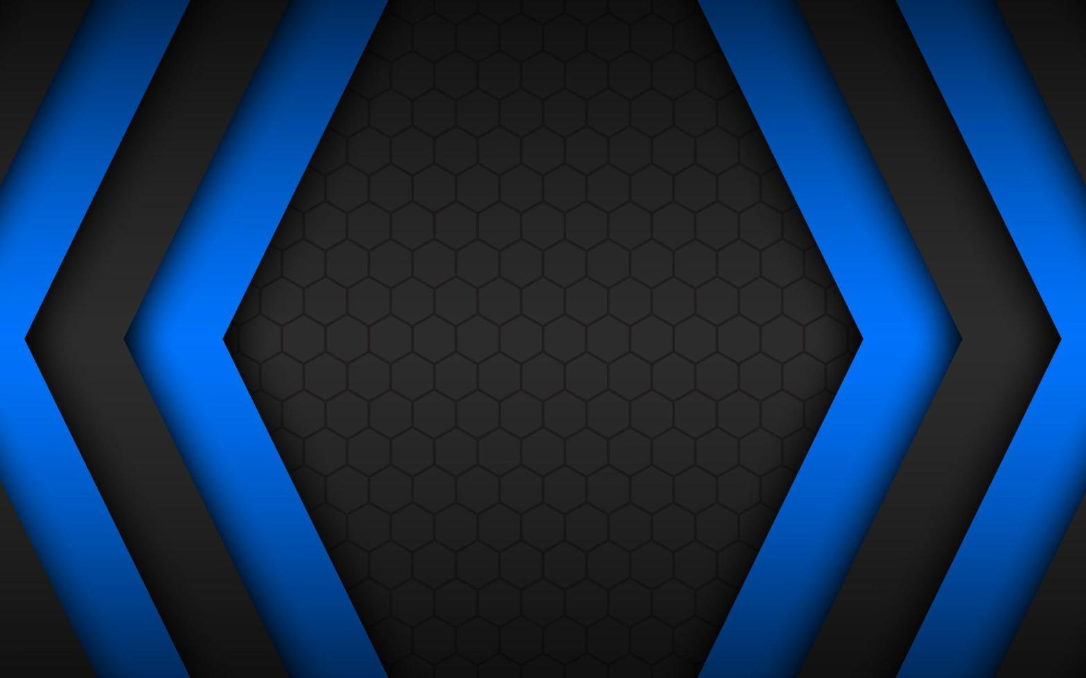 zwarte en blauwe overlappende pijlen abstracte achtergrond met veelhoekig patroon. modern materiaalontwerp. breedbeeld achtergrond vector