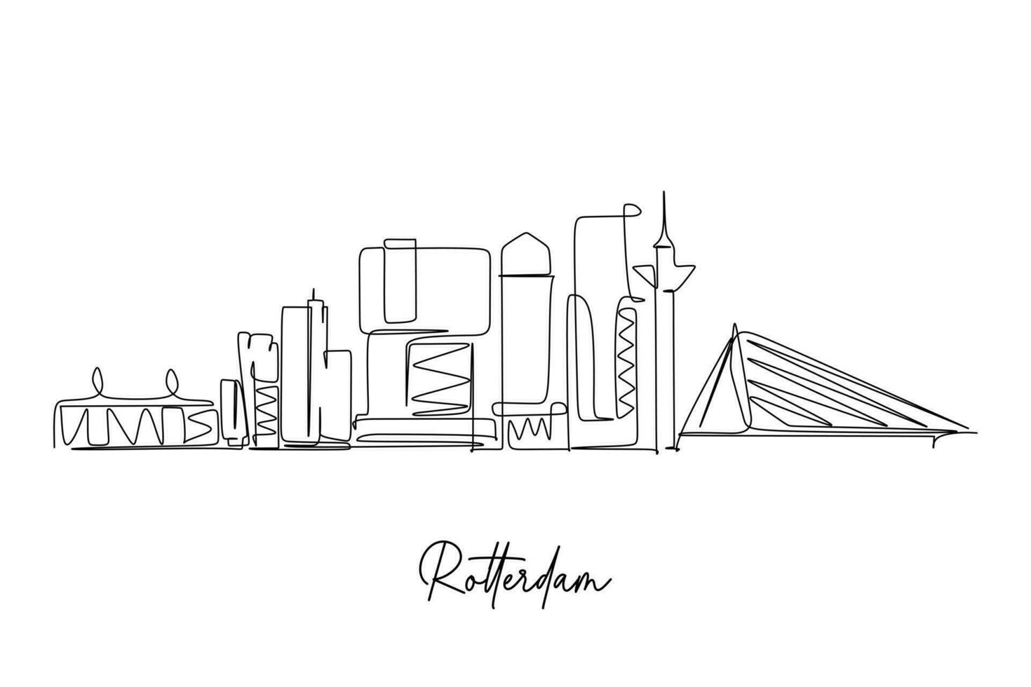 hand- getrokken schetsen van Rotterdam stadsgezicht. vector illustratie lijn kunst