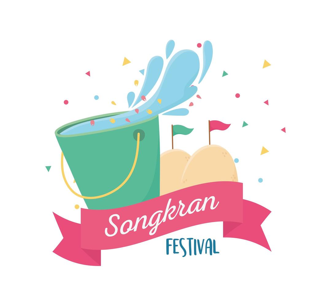 songkran festival emmer water met vlaggen vector