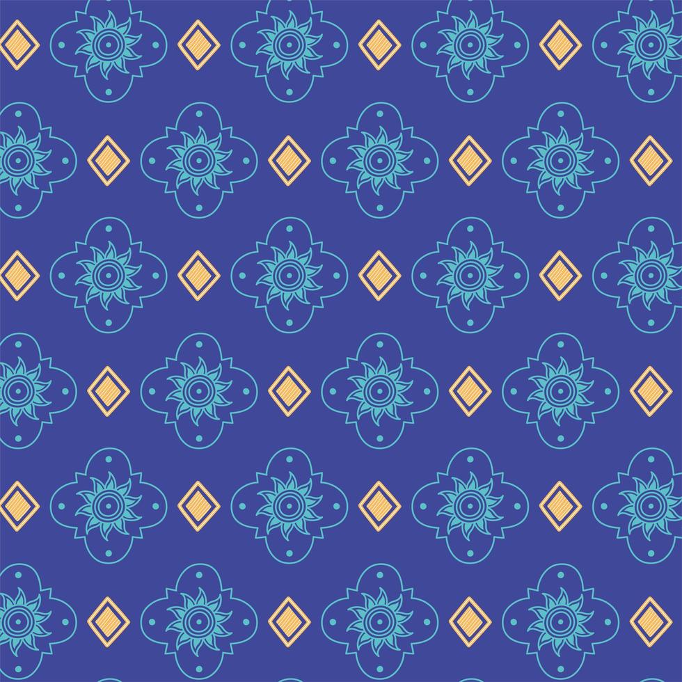 etnisch handgemaakt, achtergrond blauwe bloemen bloeien decoratie antiek vector