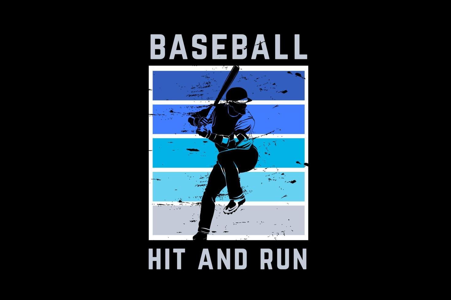 honkbal hit and run kleur blauw en groen vector