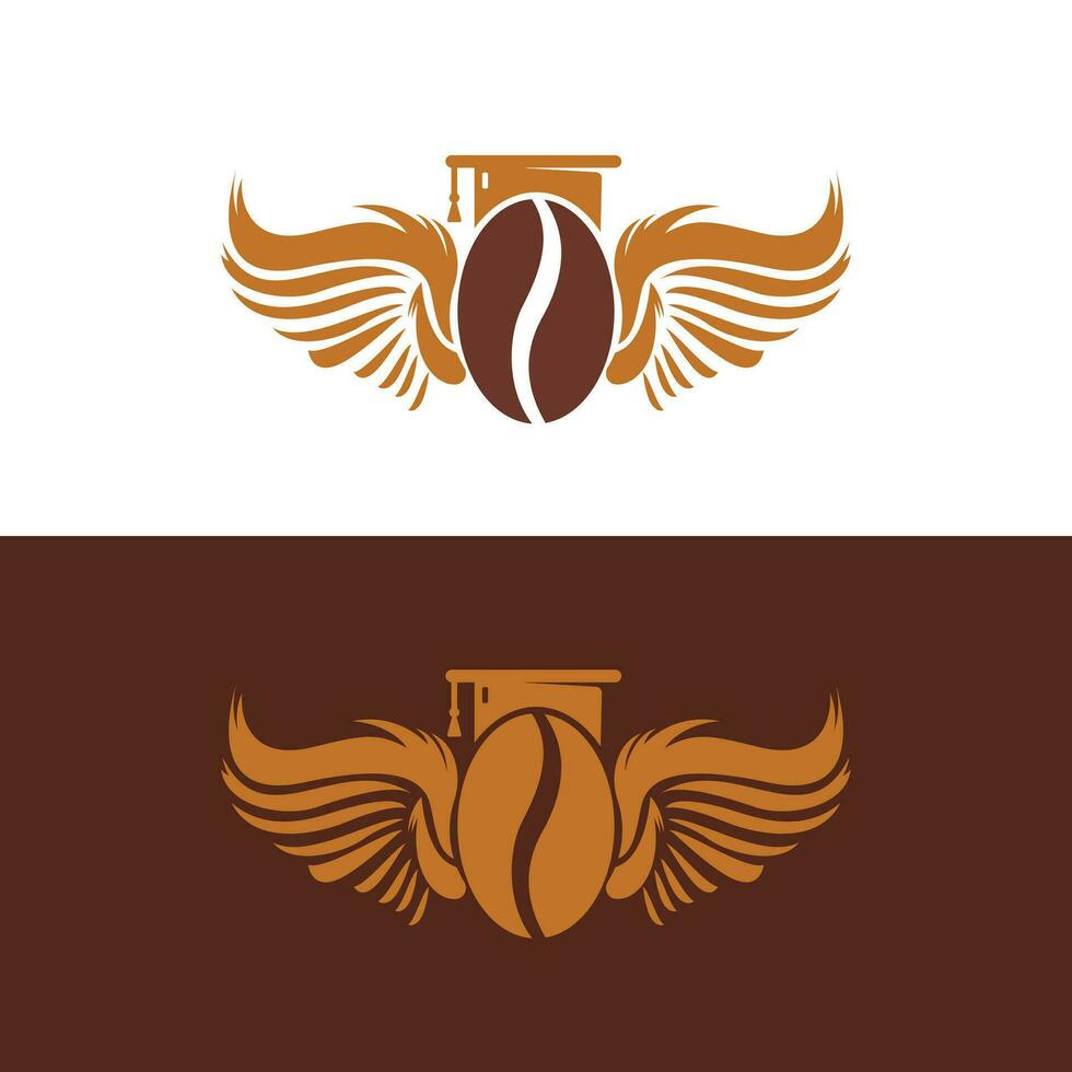 onderwijs koffie Boon Vleugels logo ontwerp. vliegend koffie logo sjabloon. vector