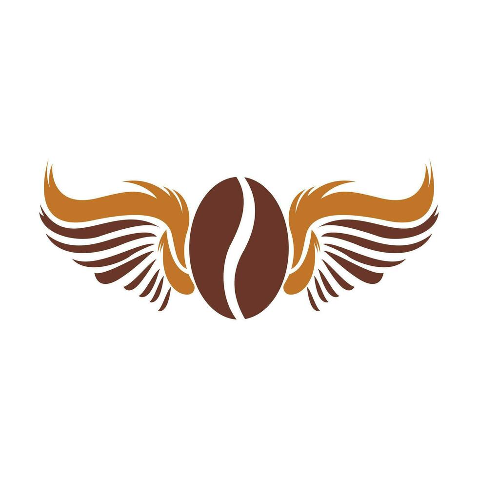 koffie Boon Vleugels logo ontwerp. vliegend koffie logo sjabloon. vector