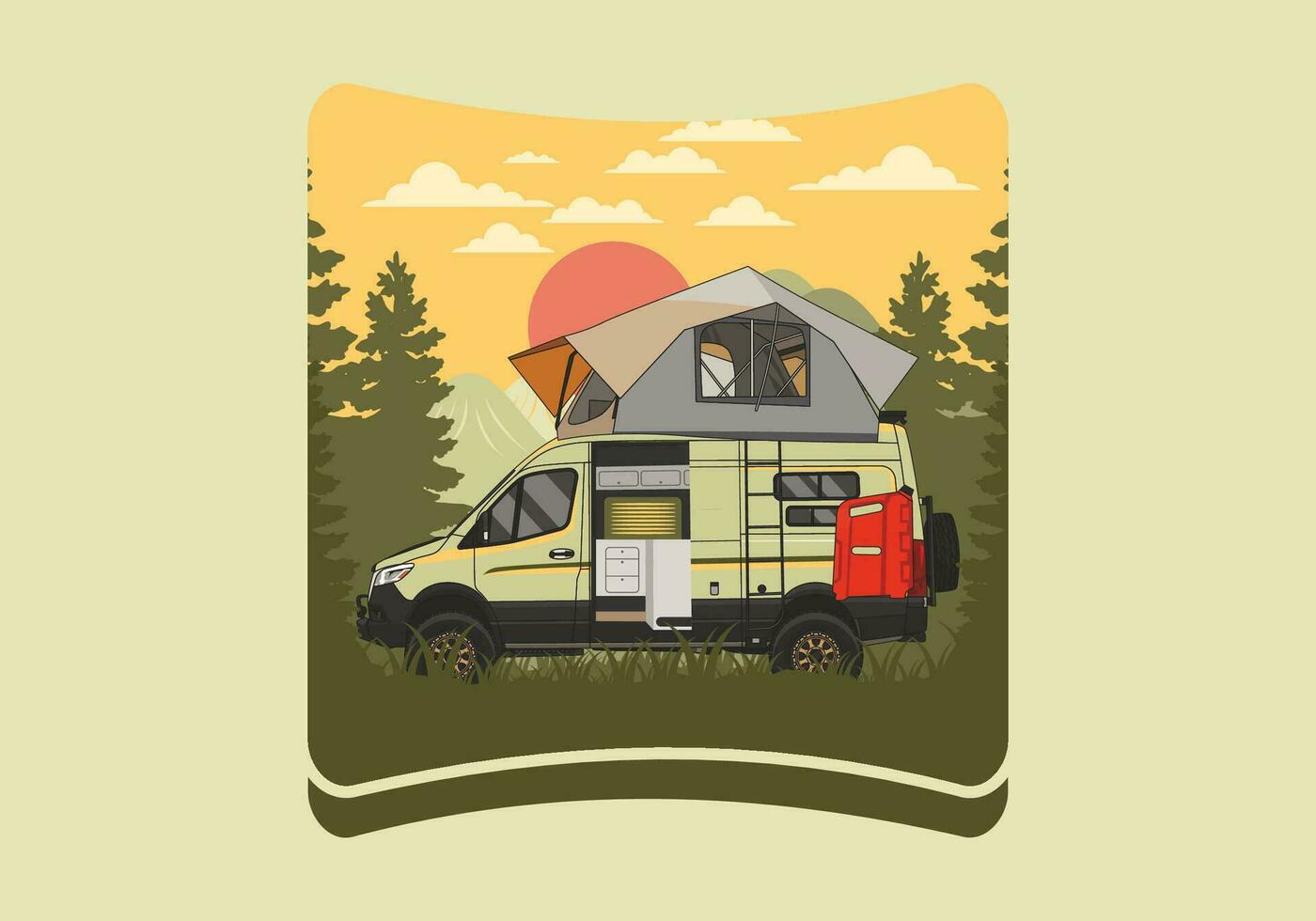 groot busje met dak tent illustratie ontwerp vector