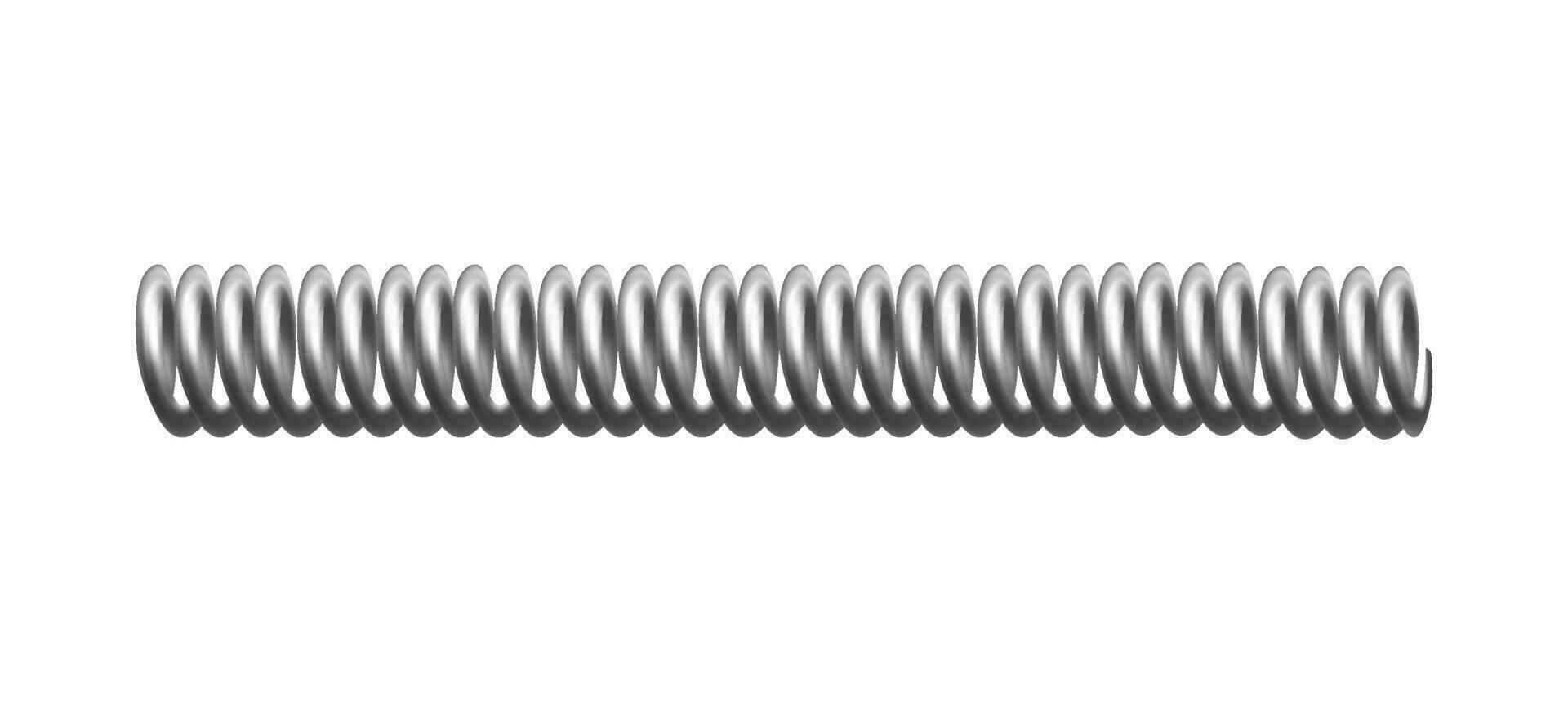 compressie metaal lente, verlengd. 3d vector model- van flexibel staal spiraal spoel. realistisch ijzer draad.