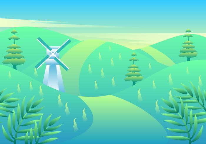 Windmolen in lente landschap Vector