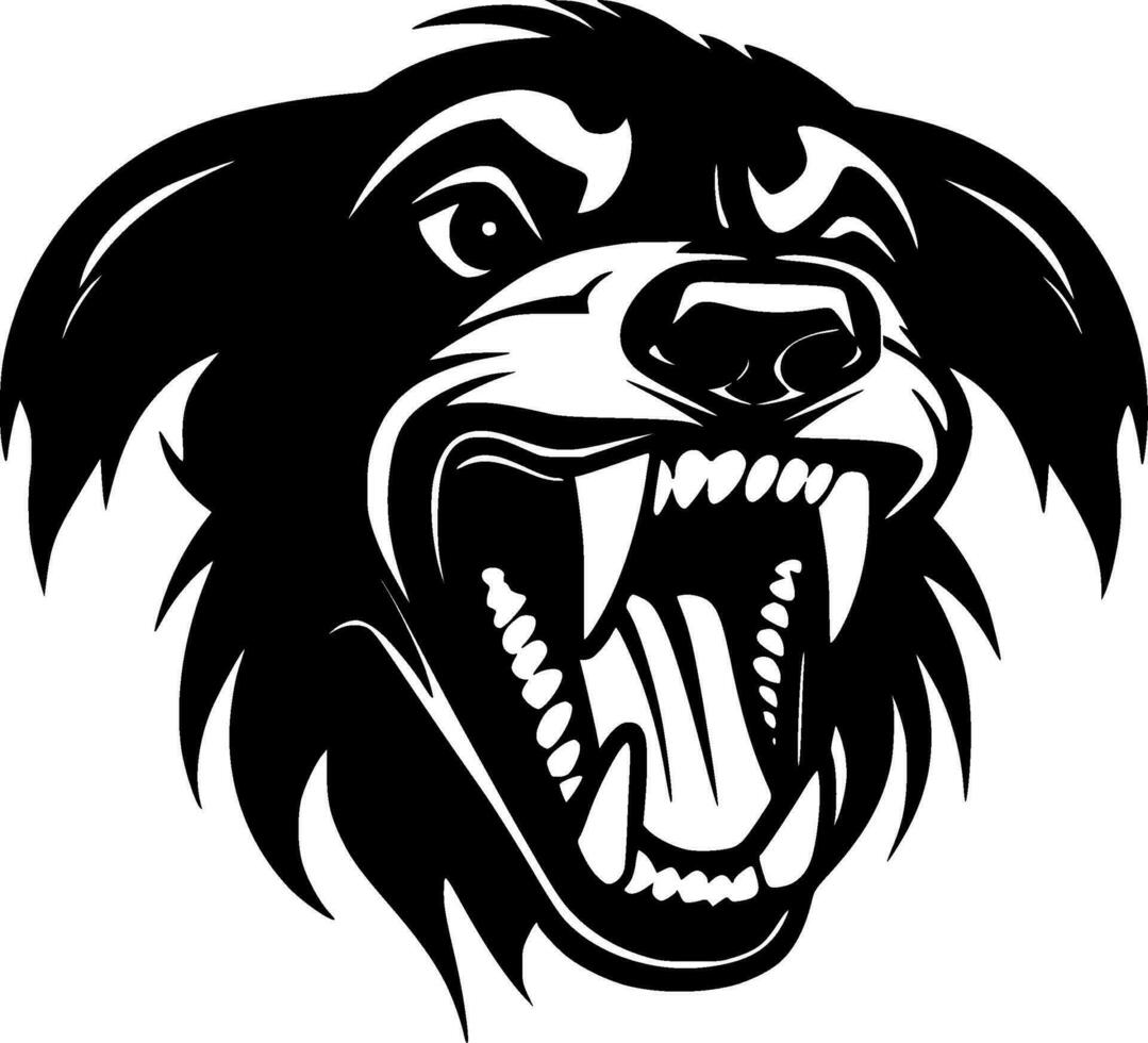 hond - zwart en wit geïsoleerd icoon - vector illustratie