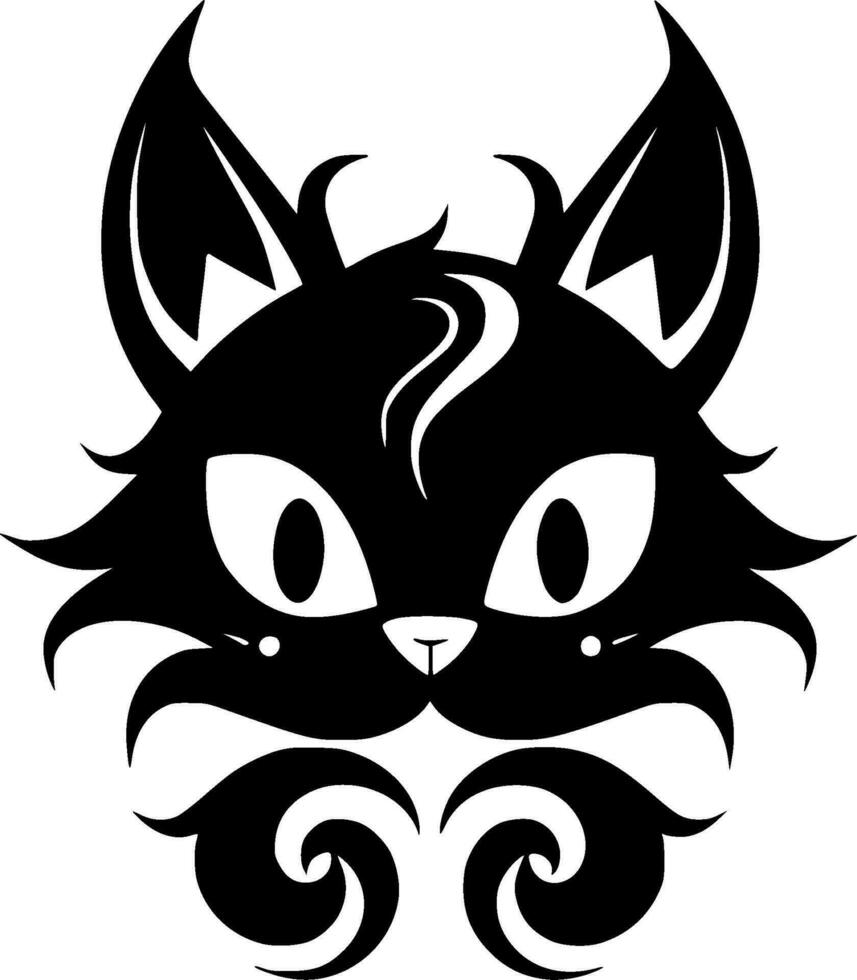 kat, zwart en wit vector illustratie