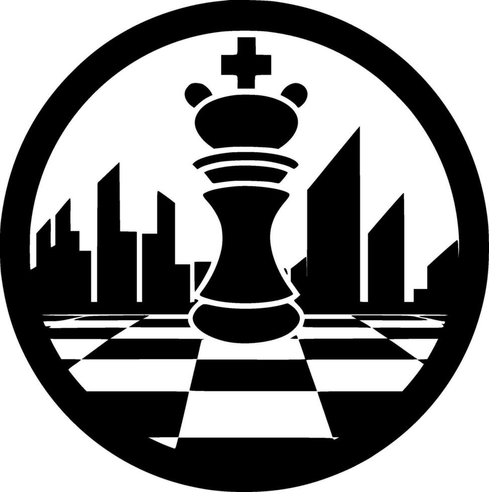 schaak - zwart en wit geïsoleerd icoon - vector illustratie