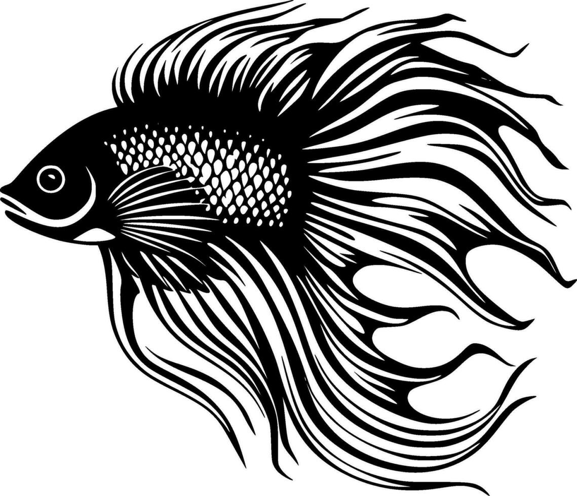 bèta vis - zwart en wit geïsoleerd icoon - vector illustratie
