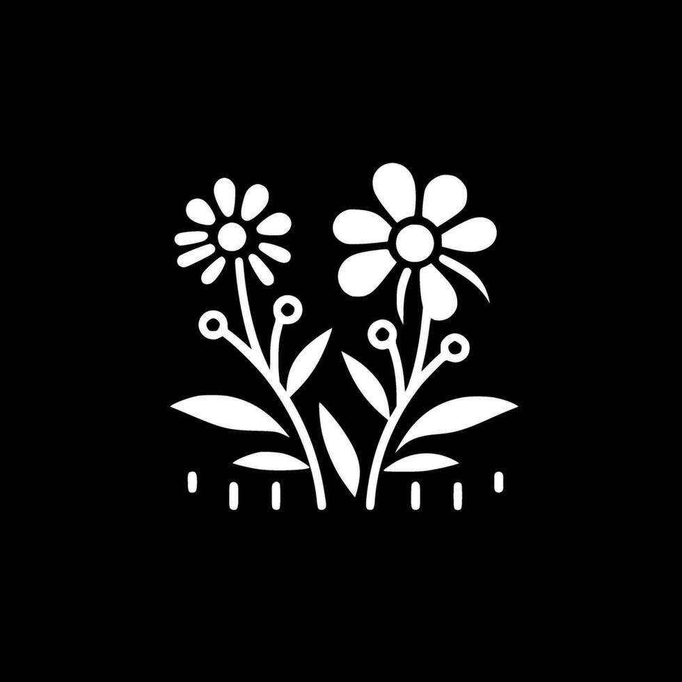 bloemen, minimalistische en gemakkelijk silhouet - vector illustratie