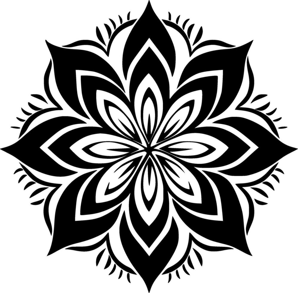 mandala - zwart en wit geïsoleerd icoon - vector illustratie