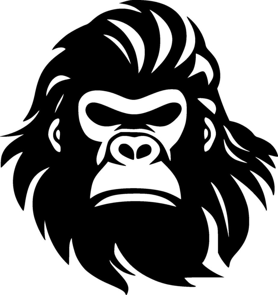 gorilla - zwart en wit geïsoleerd icoon - vector illustratie