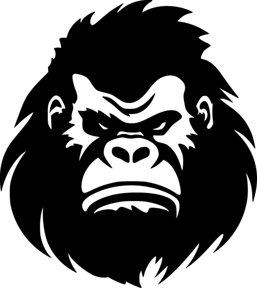 gorilla - zwart en wit geïsoleerd icoon - vector illustratie